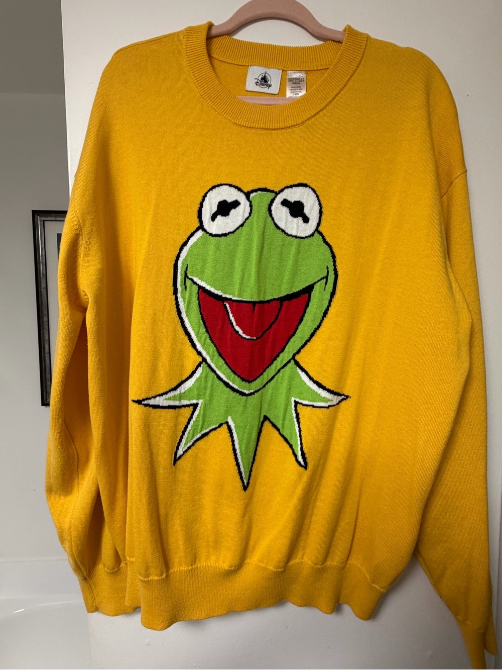 Disney Yellow Kermit the Frog Crewneck Sweater, Unisex